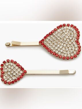 NEW Rosantica Set of two gold-tone crystal hair clips in dust bag